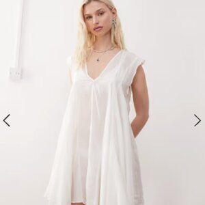 Sheer floaty chiffon mini dress in white